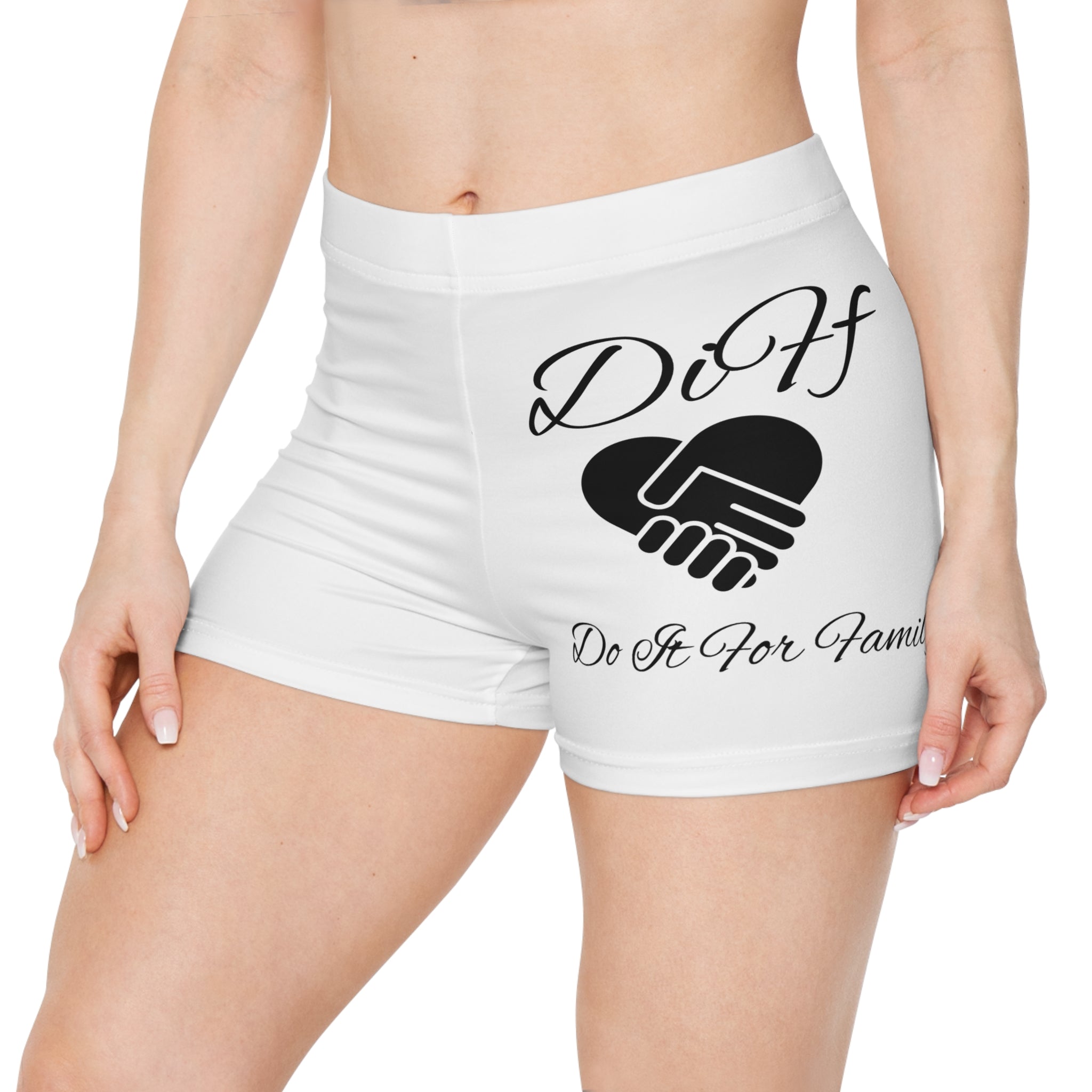DiFf Originals Women's Workout Shorts "White"- "Do It For Family" Edition
